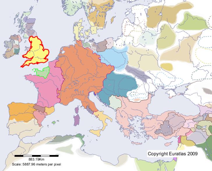 Map of England in year 1100