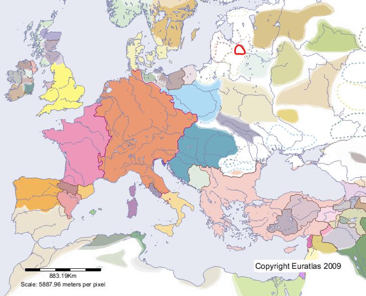 Map of Selonians in year 1100