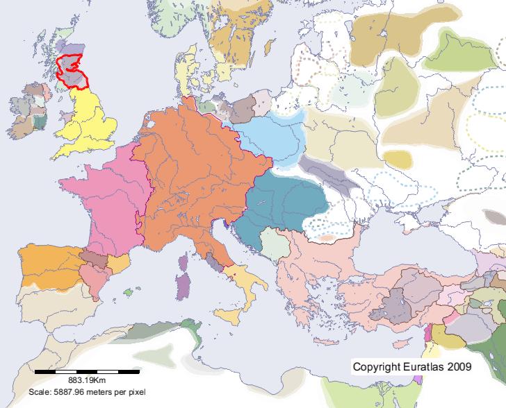 Map of Scotland in year 1100