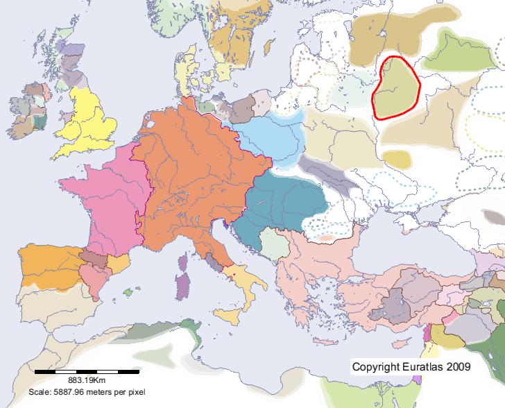 Map of Smolensk in year 1100