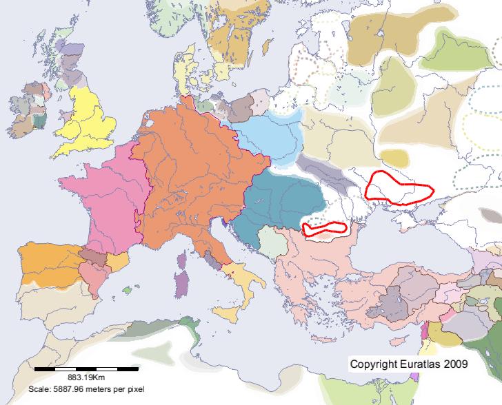 Karte von Kumanen im Jahre 1100