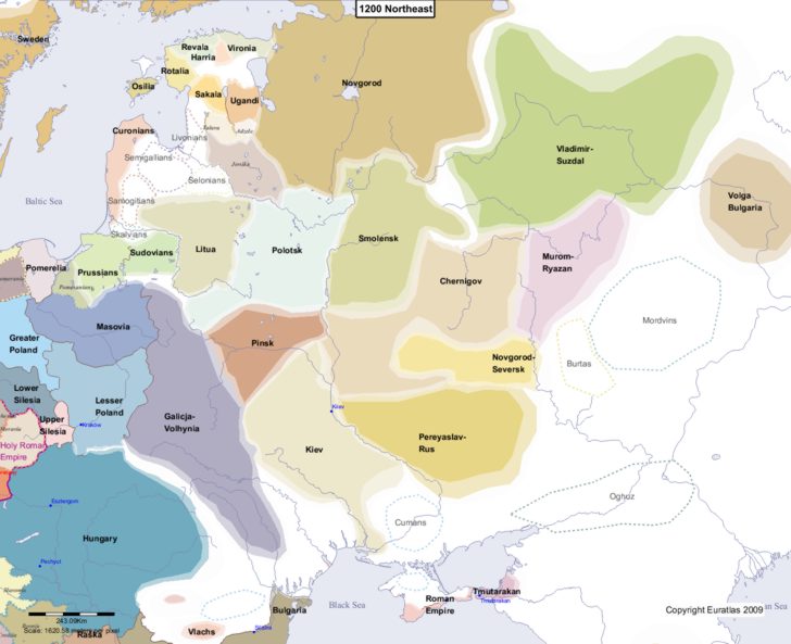 Map showing Europe 1200 Northeast