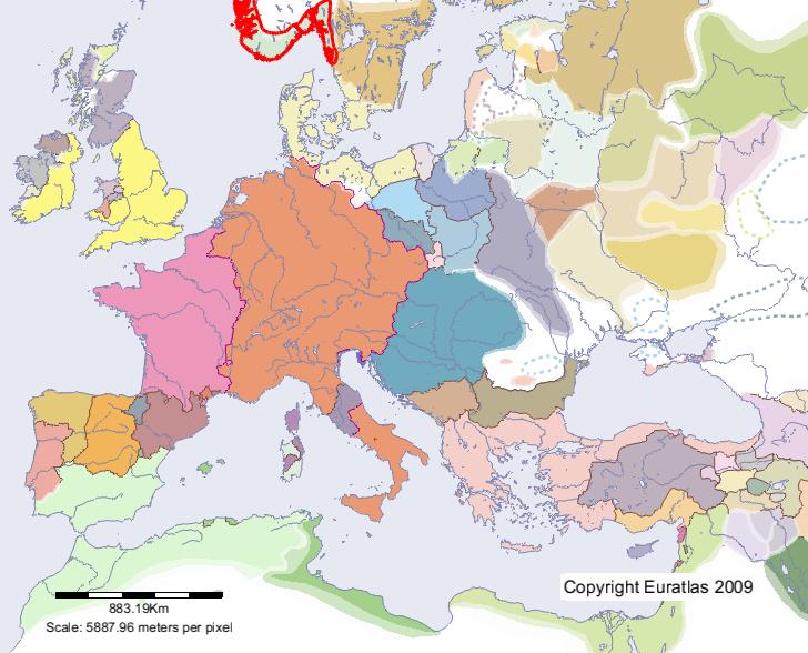 Carte de Norvégiens en l'an 1200