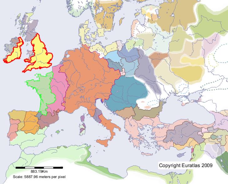 Map of England in year 1200