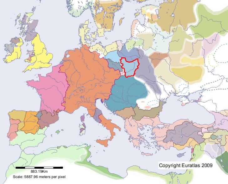 Map of Lesser Poland in year 1200