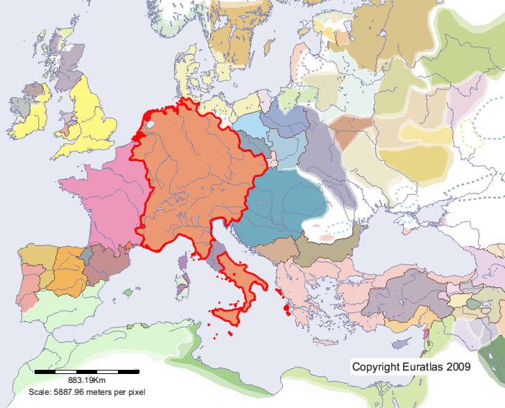 Carte de Saint-Empire en l'an 1200