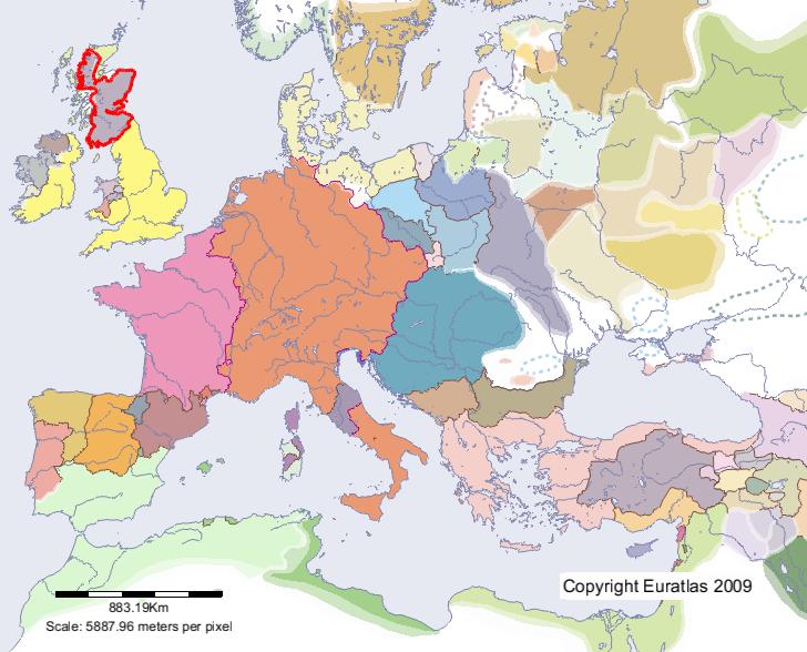 Map of Scotland in year 1200