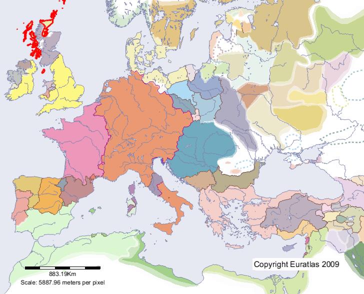 Carte de Mann en l'an 1200