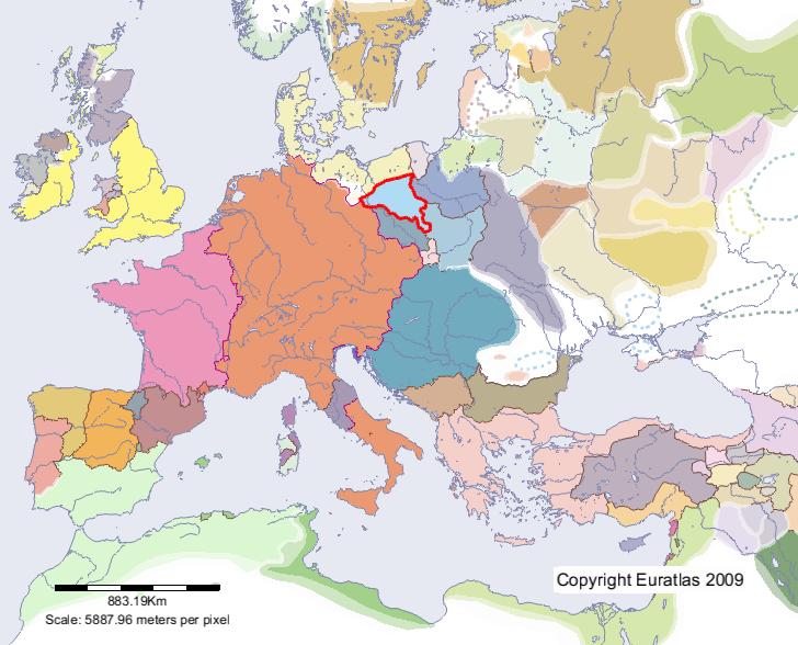 Map of Greater Poland in year 1200