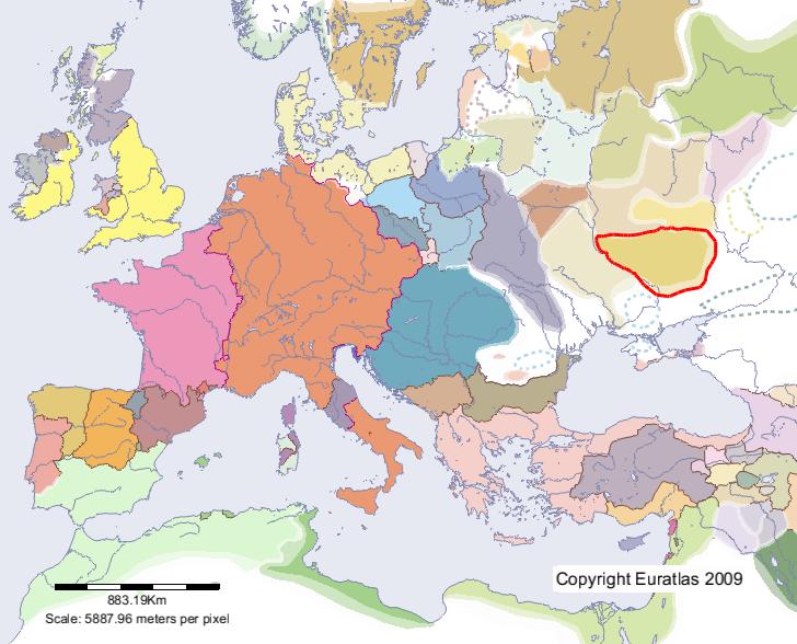 Map of Pereyaslav-Rus in year 1200