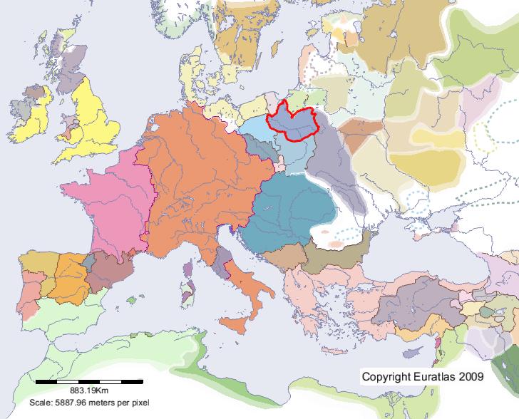 Carte de Mazovie en l'an 1200