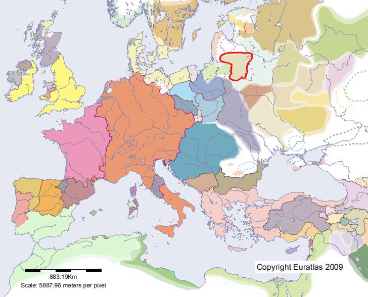 Map of Litua in year 1200