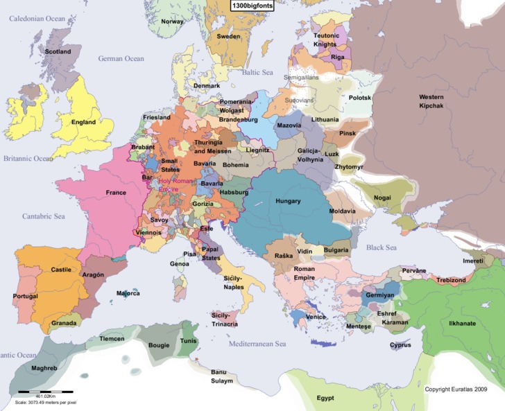 mapa evrope online Euratlas Periodis Web   Map of Europe in Year 1300 mapa evrope online