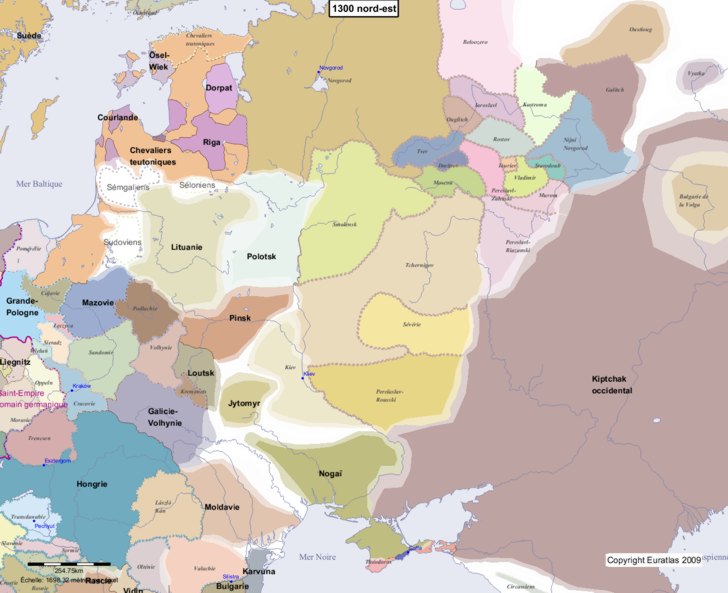 Carte montrant l'Europe en 1300 nord-est