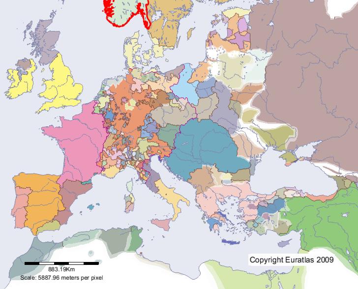 Map of Norway in year 1300