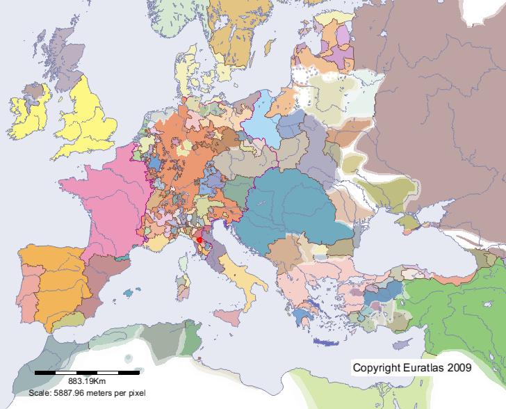 Karte von Pistoia im Jahre 1300