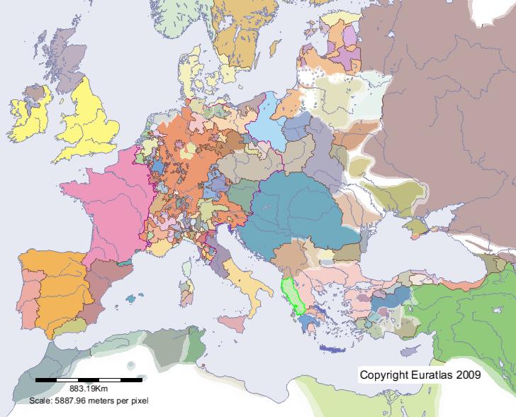 Karte von Epirus im Jahre 1300