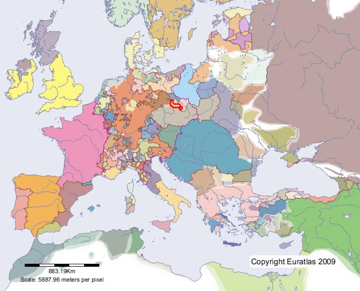 Karte von Schweidnitz im Jahre 1300