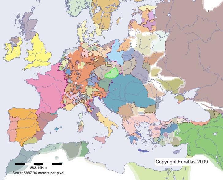 Karte von Mähren im Jahre 1300