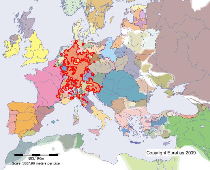 Carte de Petits États en l'an 1300