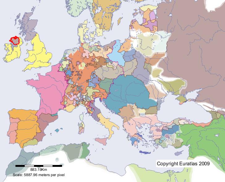 Carte de Tir Éogain en l'an 1300