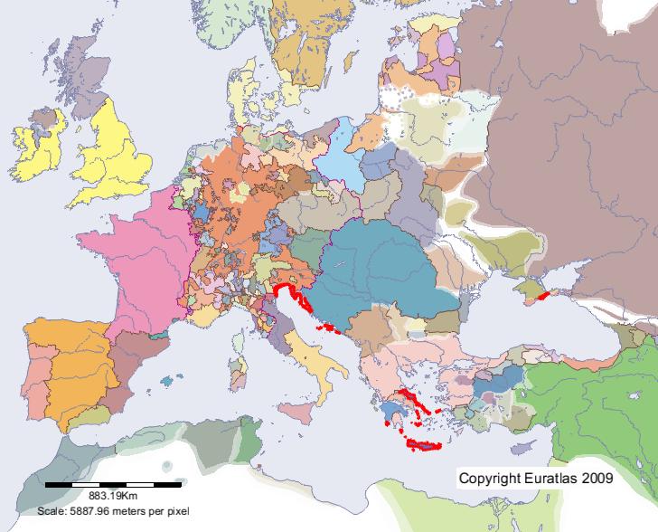 Map of Venice in year 1300