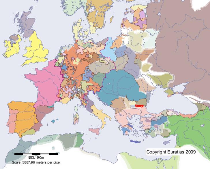 Karte von Krăn im Jahre 1300