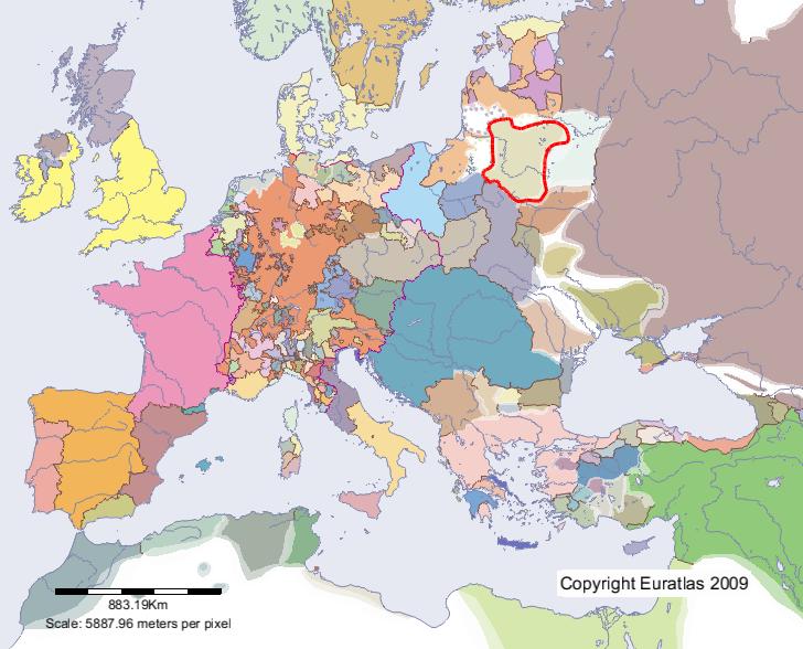 Map of Lithuania in year 1300