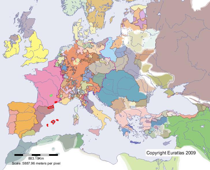 Map of Majorca in year 1300