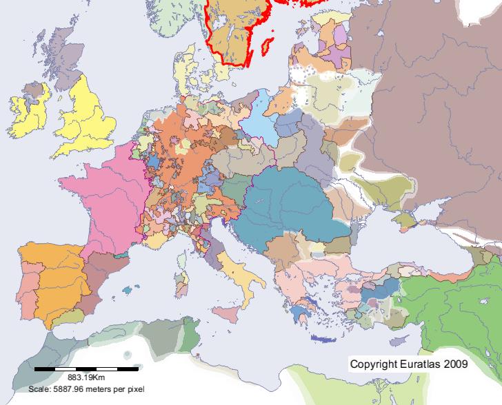 Map of Sweden in year 1300