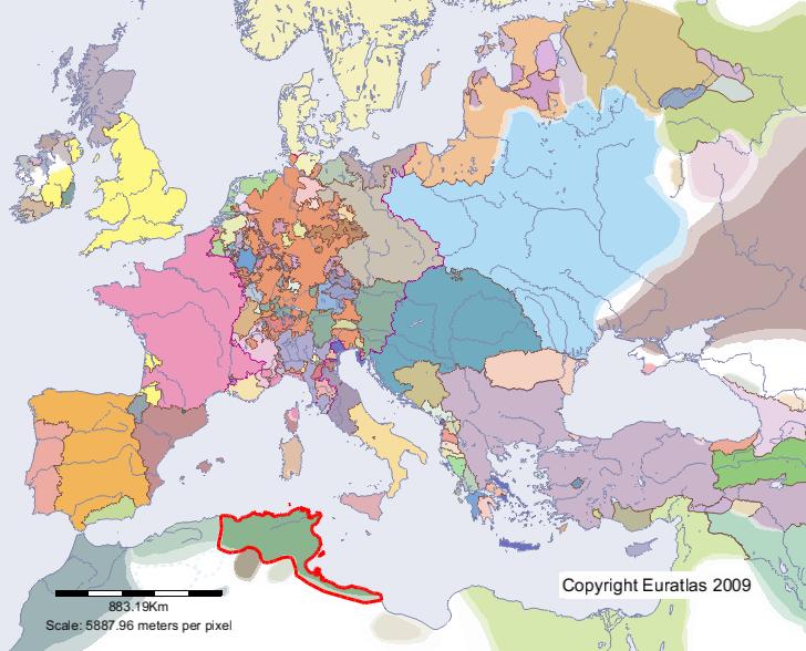 Karte von Tunis im Jahre 1400