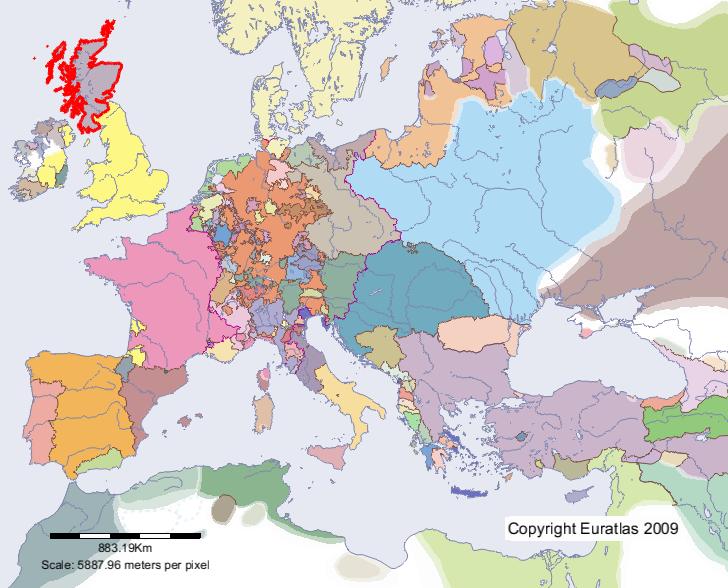 Map of Scotland in year 1400