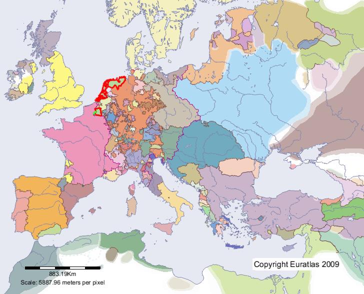 Map of Hainaut-Holland in year 1400