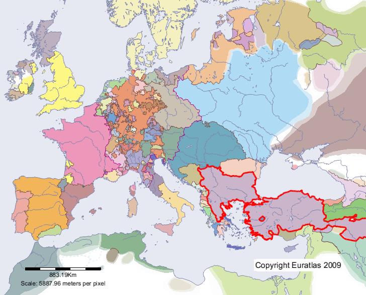 Karte von Ottomanisches Sultanat im Jahre 1400