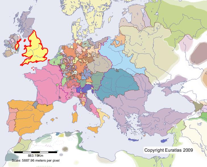 Map of England in year 1500