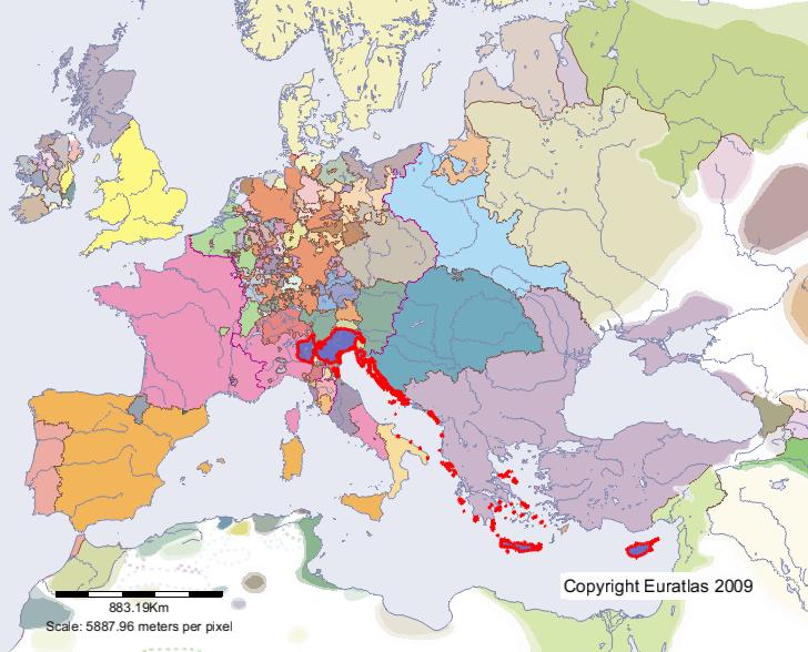 Carte de Venise en l'an 1500