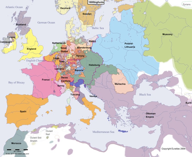 Euratlas Periodis Web Map Of Europe In Year 1600