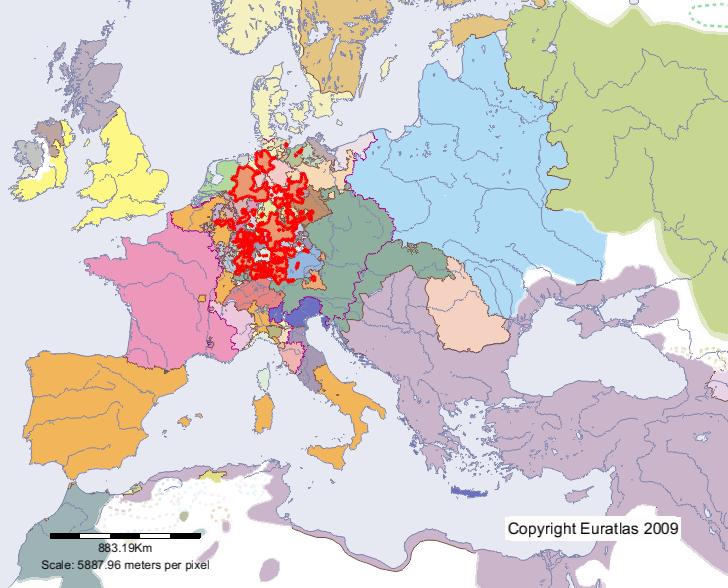 Karte von Kleinstaaten im Jahre 1600