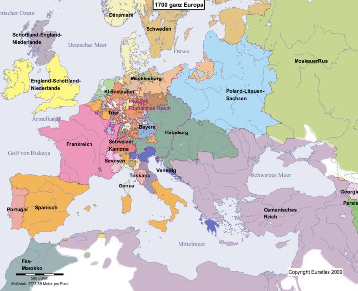 Euratlas Periodis Web - Karte von Europa im Jahre 1700