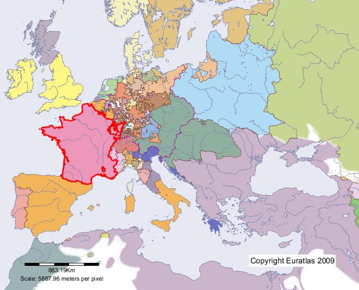 Map of France in year 1700