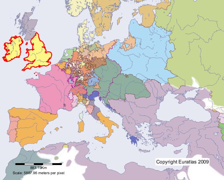 Karte von England-Schottland-Niederlande im Jahre 1700