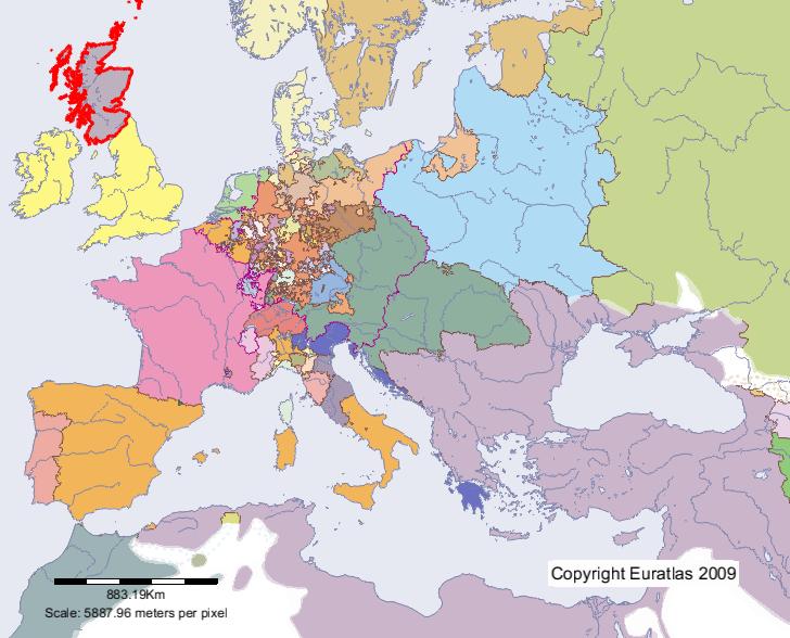 Carte de Écosse-Angleterre-Pays-Bas en l'an 1700