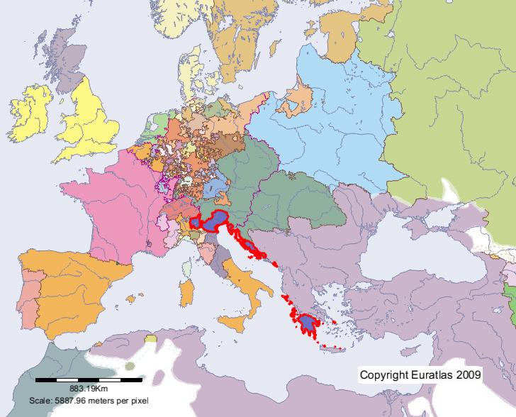 Map of Venice in year 1700