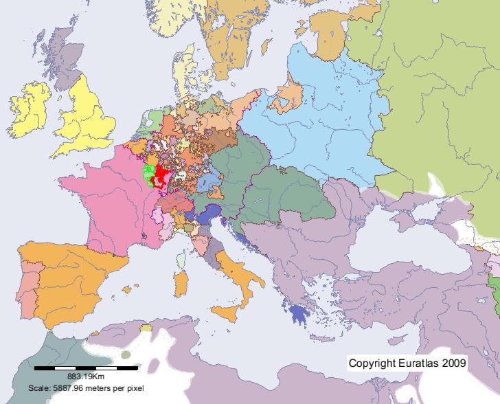 Karte von Lothringen im Jahre 1700