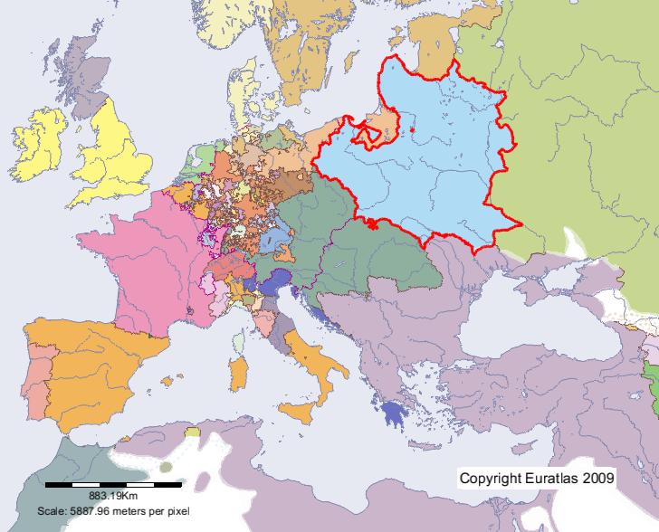 Karte von Poland-Litauen-Sachsen im Jahre 1700