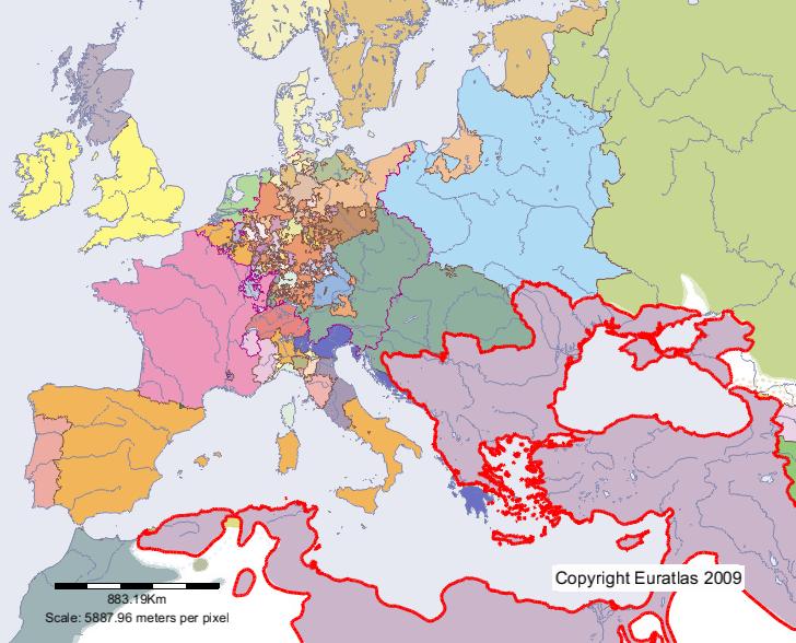 Carte de Empire Ottoman en l'an 1700