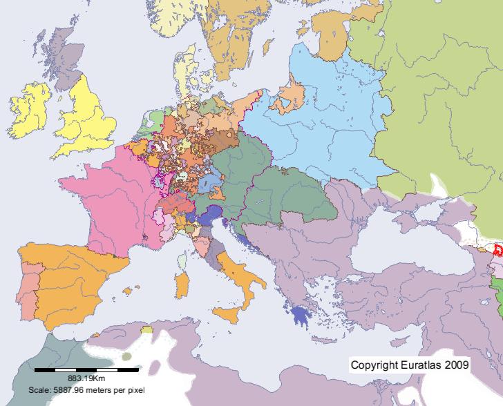 Map of Ossetians in year 1700