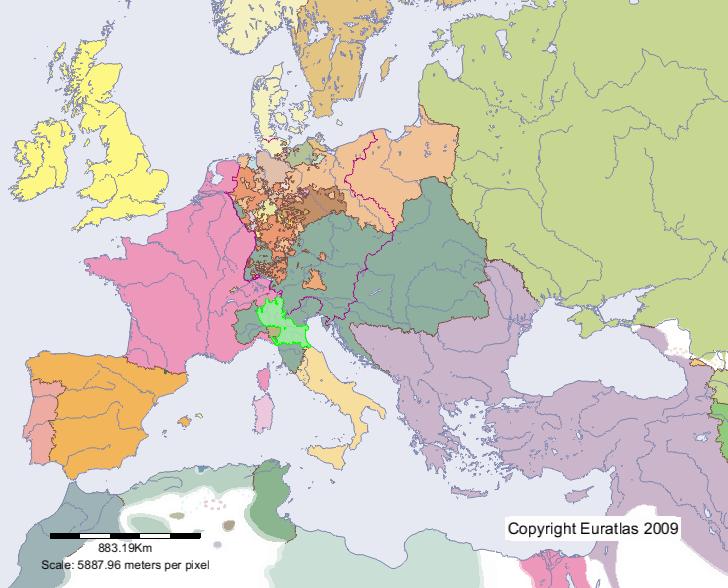 Carte de République cisalpine en l'an 1800