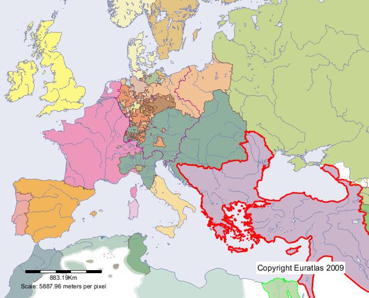 Map of Ottoman Empire in year 1800