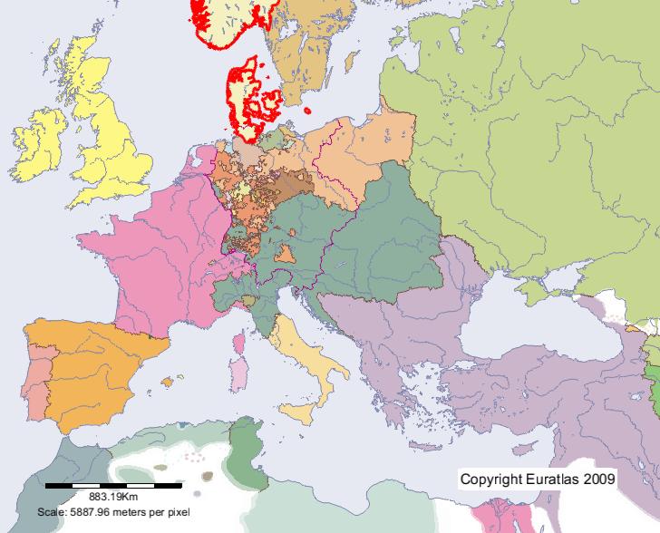 Carte de Danemark en l'an 1800